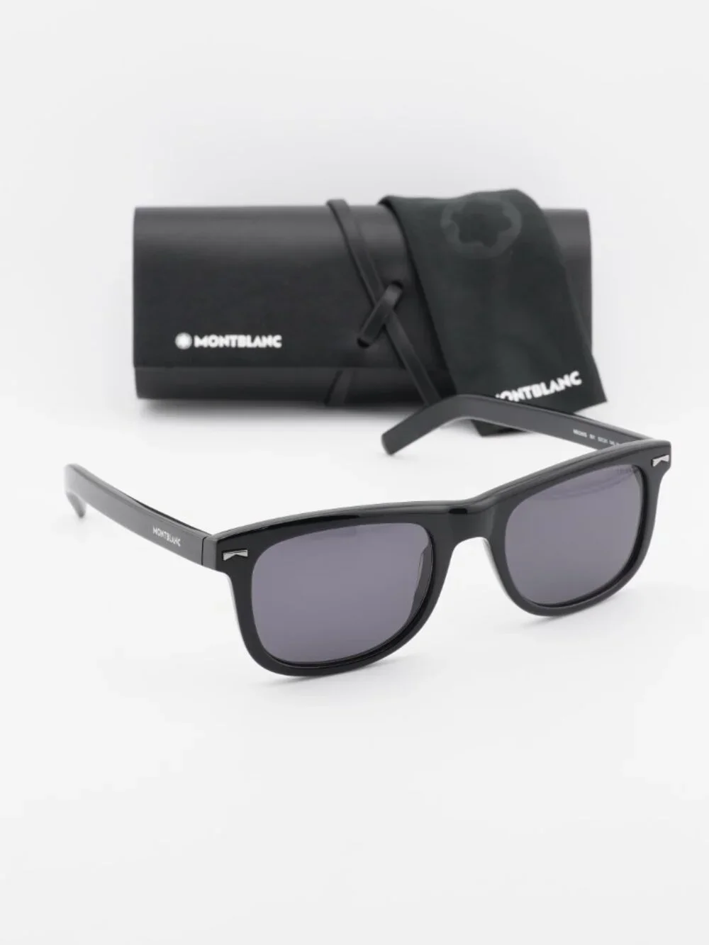 Montblanc MB0260S 001 Square Sunglasses - Black / Smoke